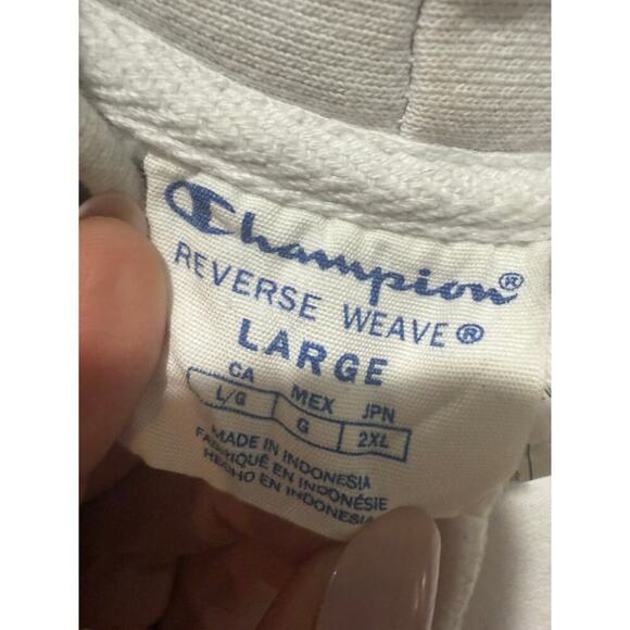 Champion RWSS reverse weave white hoodie sweatshirt L - Picture 7 of 8